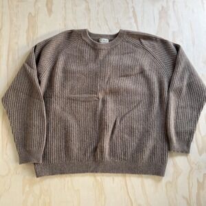 Vintage L.L. Bean Sweater Mens XL Brown Lambswool Crewneck Pullover Hong Kong